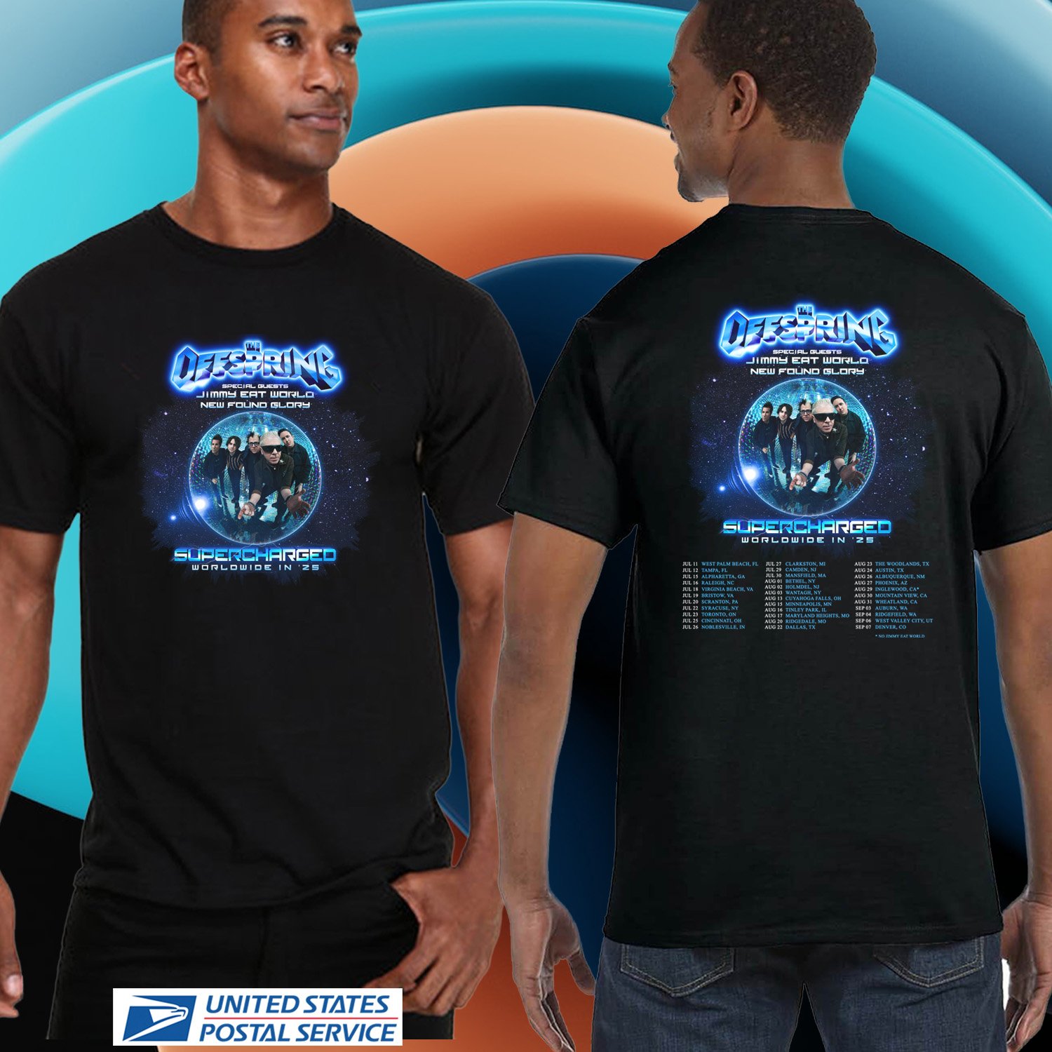 THE OFFSPRING SUPERCHARGED NORTH AMERICA TOUR 2025. THE OFFSPRING. UNISEX BLACK TEE CS81