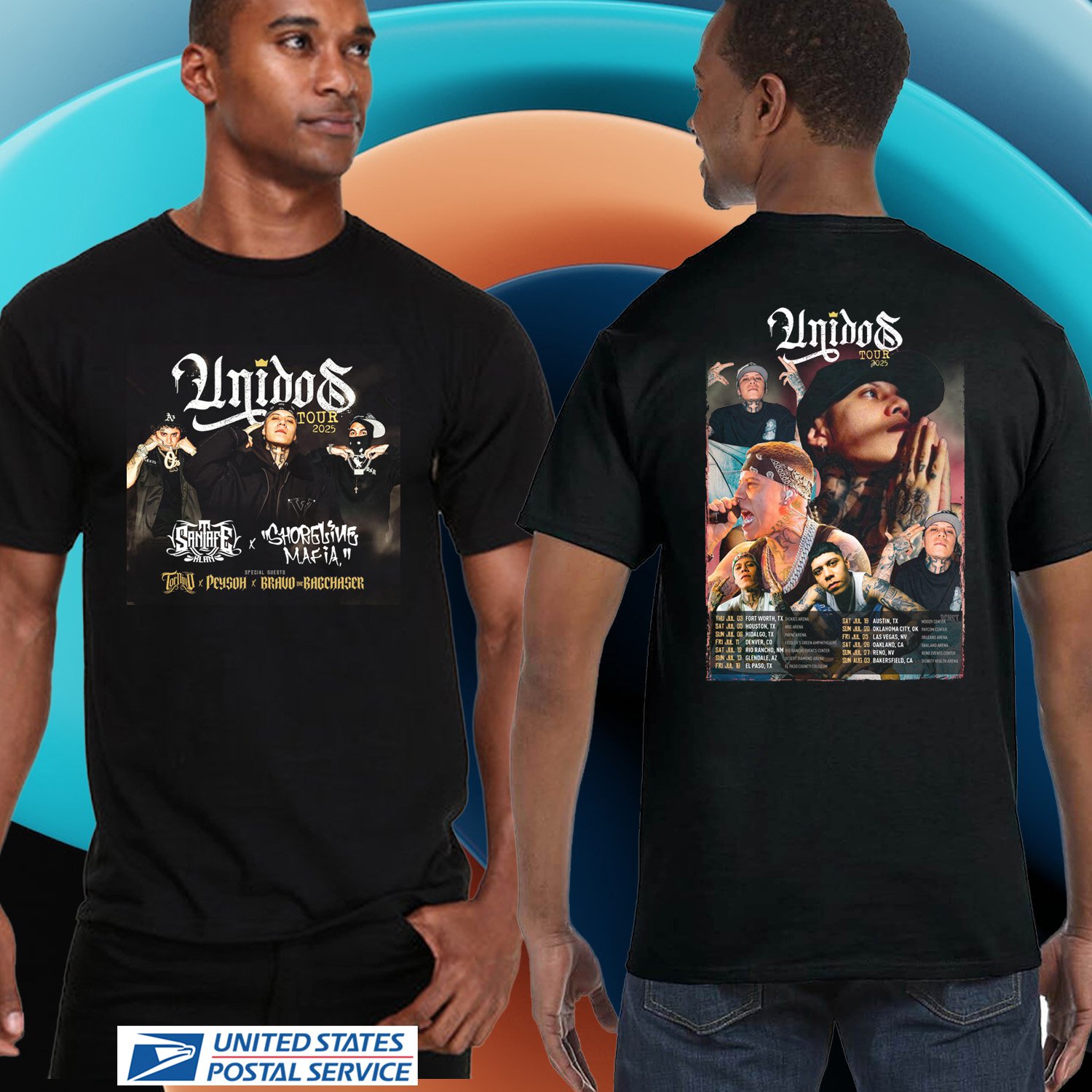 SANTA FE KLAN UNIDOS USA TOUR 2025. SANTA FE KLAN. UNISEX BLACK TEE CS81