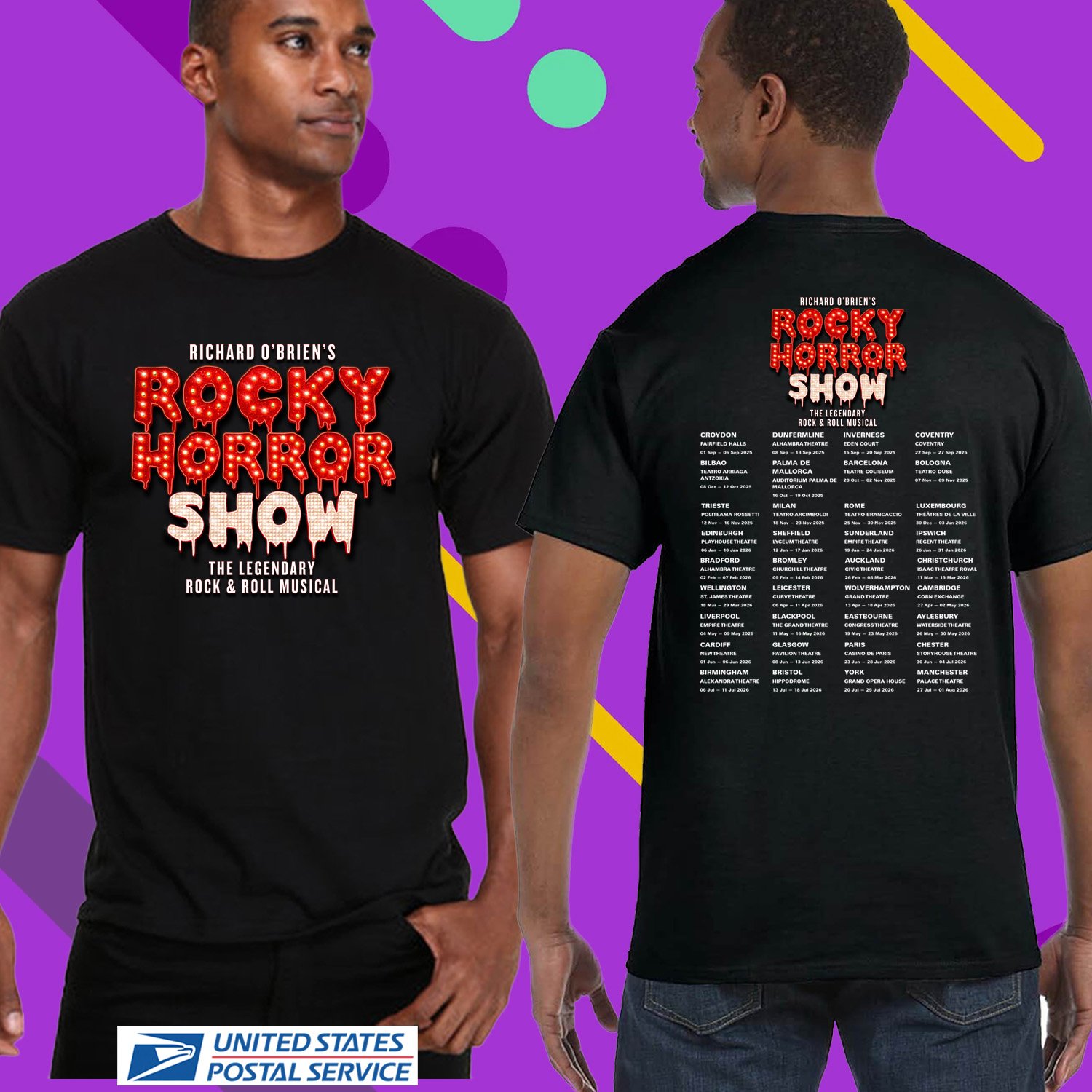 RICHARD O'BRIEN ROCKY HORROR SHOW WORLD TOUR 2025-2026. UNISEX BLACK TEE CS81