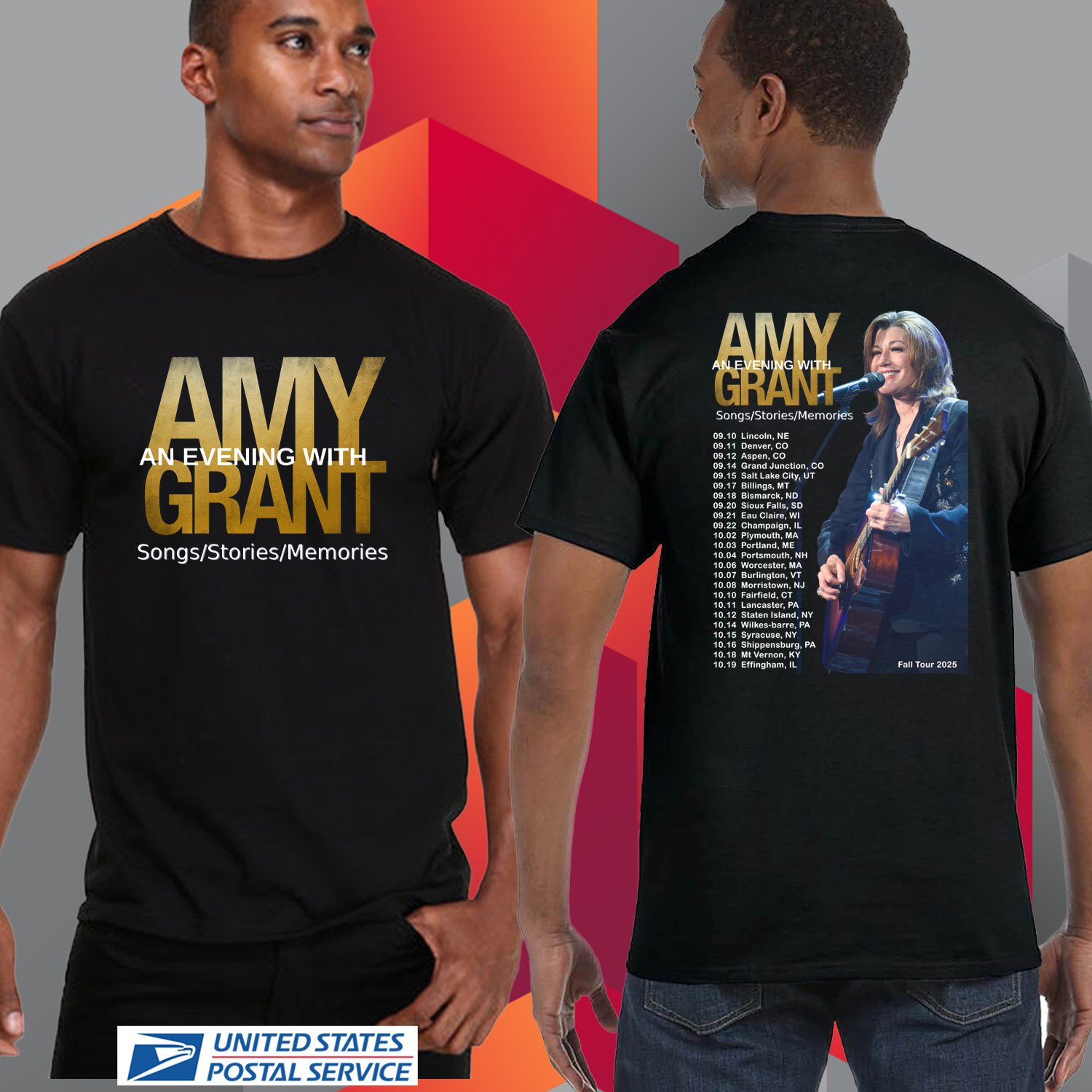 AMY GRANT AN EVENING WITH USA FALL TOUR 2025. AMY GRANT, UNISEX BLACK TEE CS81
