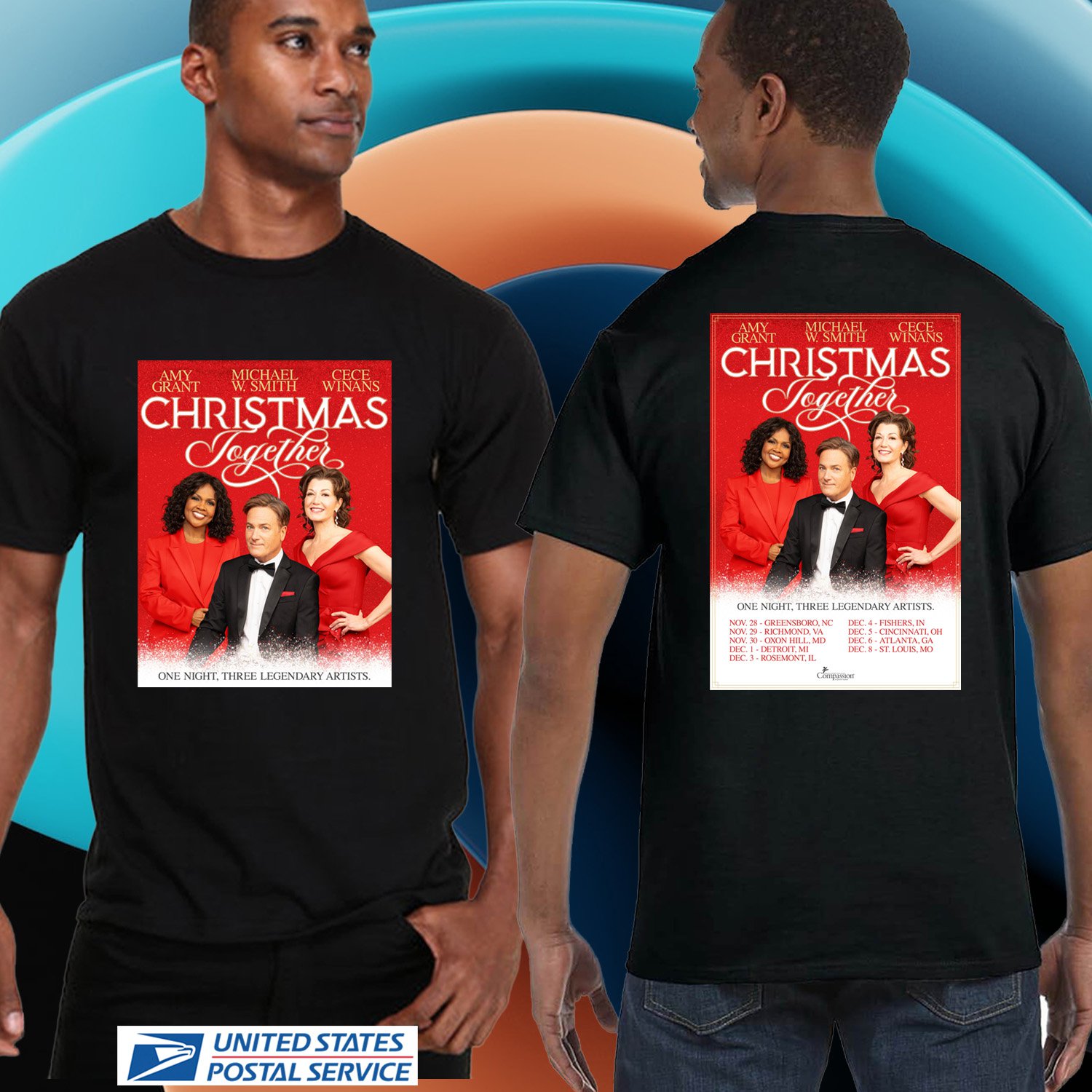 AMY GRANT CECE WINANS CHRISTMAS TOGETHER TOUR 2025. AMY GRANT, UNISEX BLACK TEE CS81