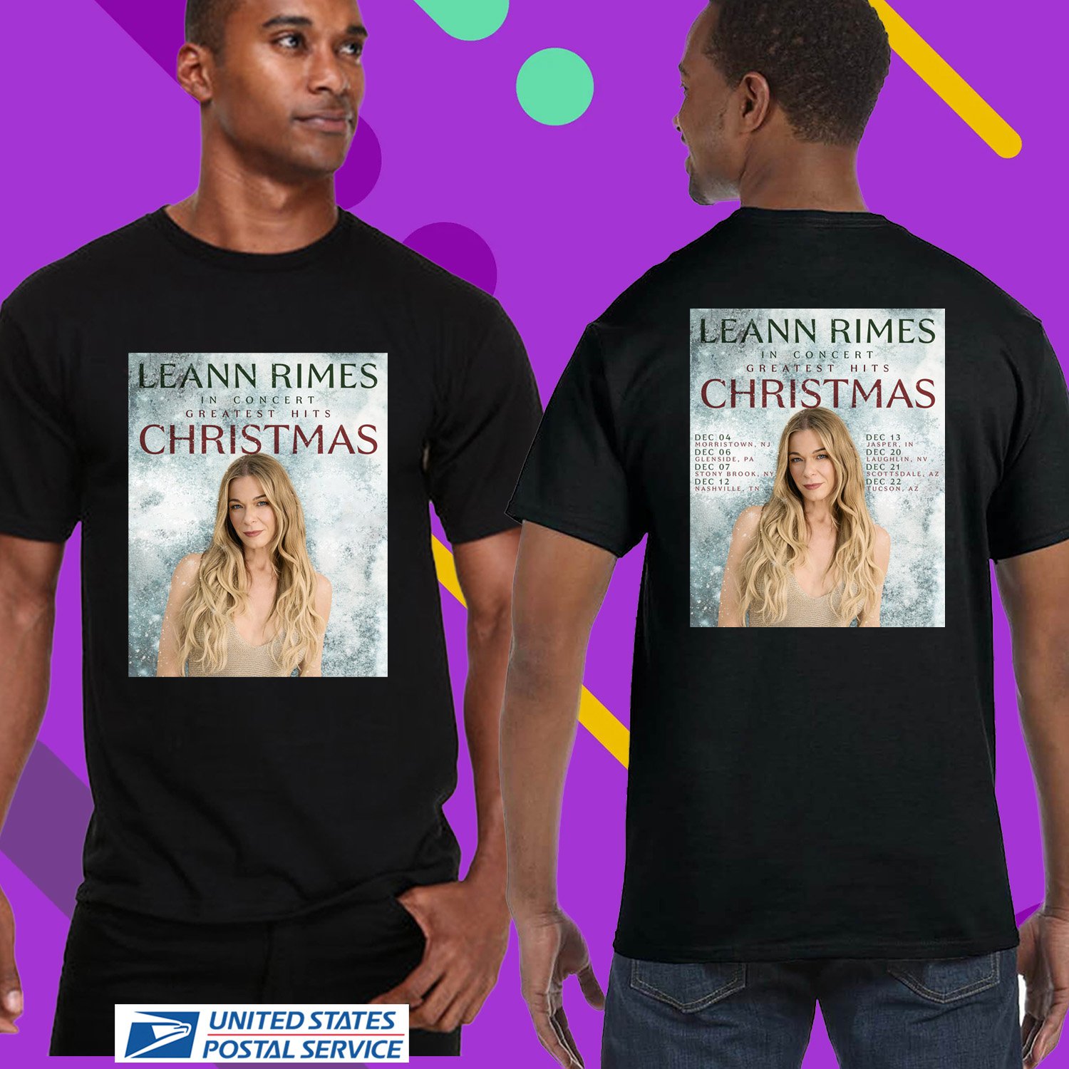 LEE ANN RIMES GREATEST HITS CHRISTMAS TOUR 2025. LEE ANN RIMES, UNISEX BLACK TEE CS81