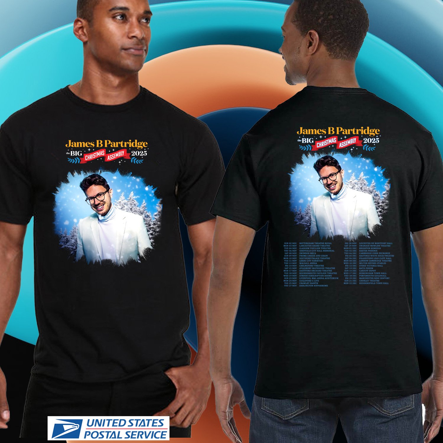 JAMES B PARTRIDGE BIG CHRISTMAS ASSEMBLY UK TOUR 2025. JAMES B PARTRIDGE. UNISEX TWO SIDE TEE CS81