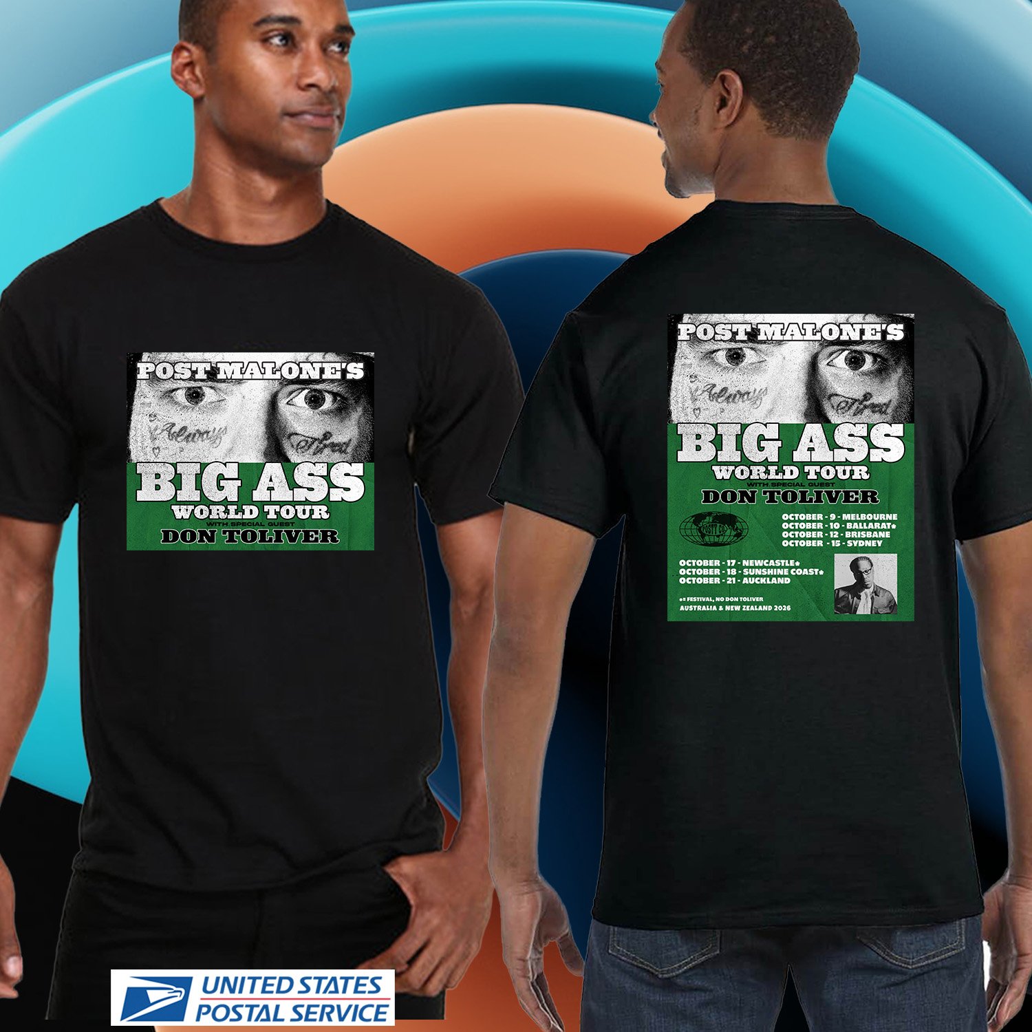 POST MALONE BIG ASS WORLD AUSTRALIA TOUR 2026. POST MALONE. POST MALONE TEE. UNISEX TEE CS81