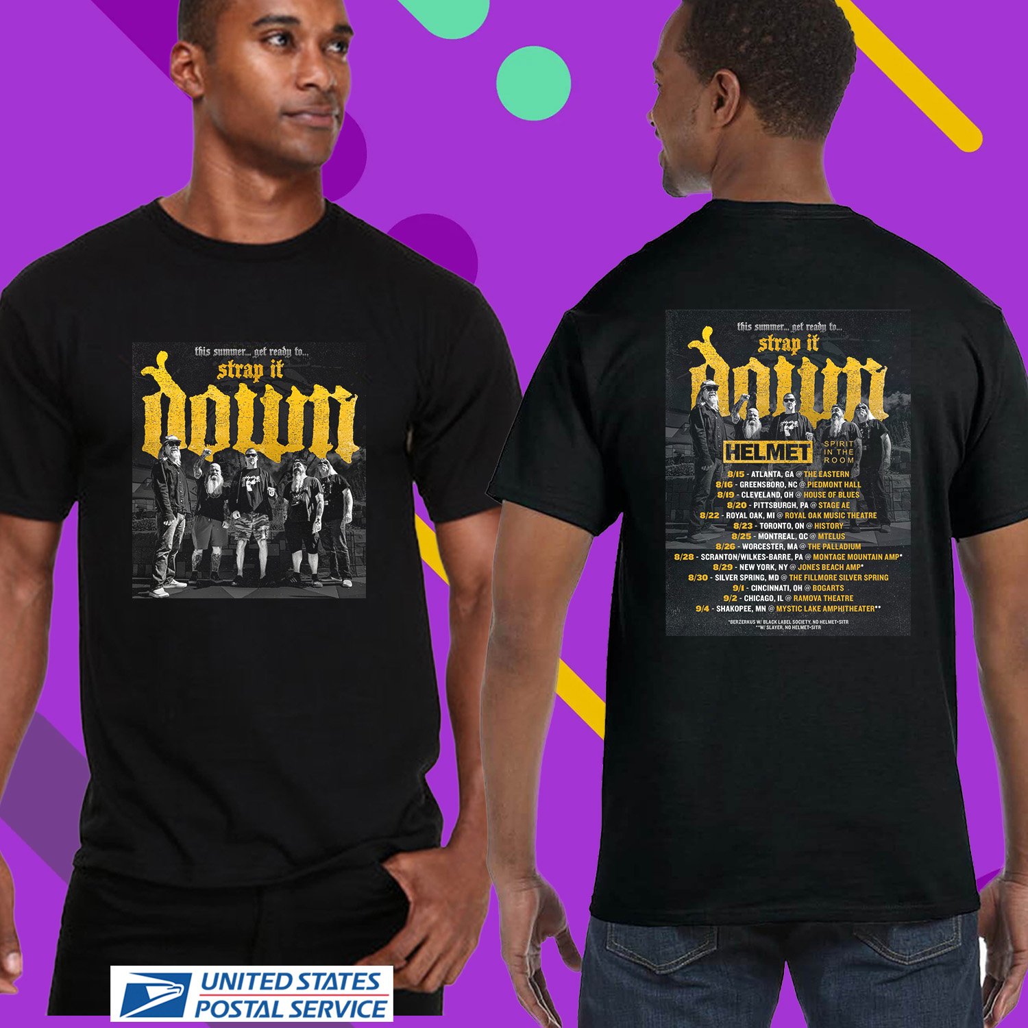 DOWN STRAP IT NORTH AMERICA TOUR 2026. DOWN. DOWN BAND. UNISEX TEE CS81