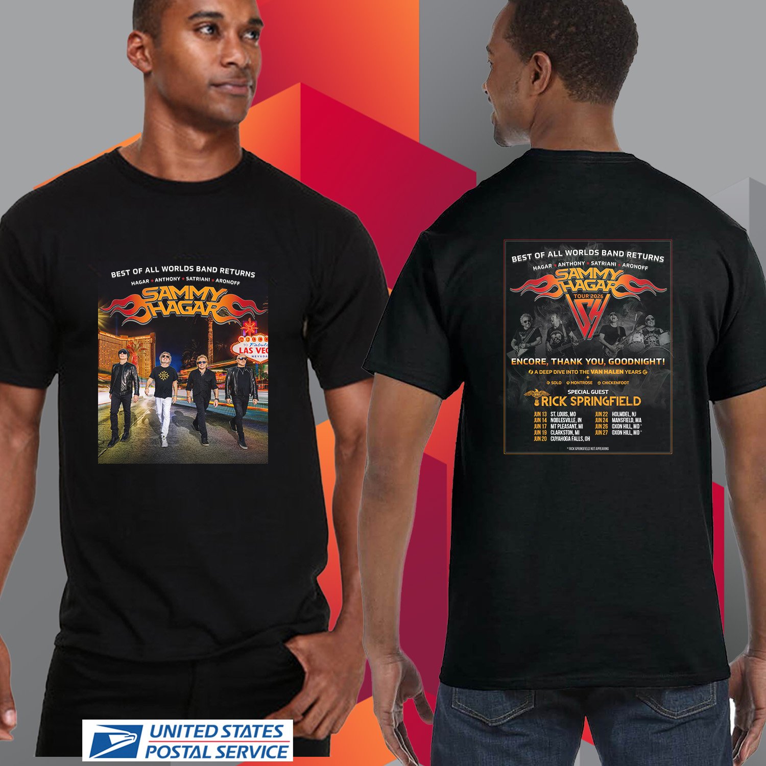 SAMMY HAGAR ENCORE THANK YOU GOODNIGHT USA TOUR 2026. SAMMY HAGAR. UNISEX TEE CS81