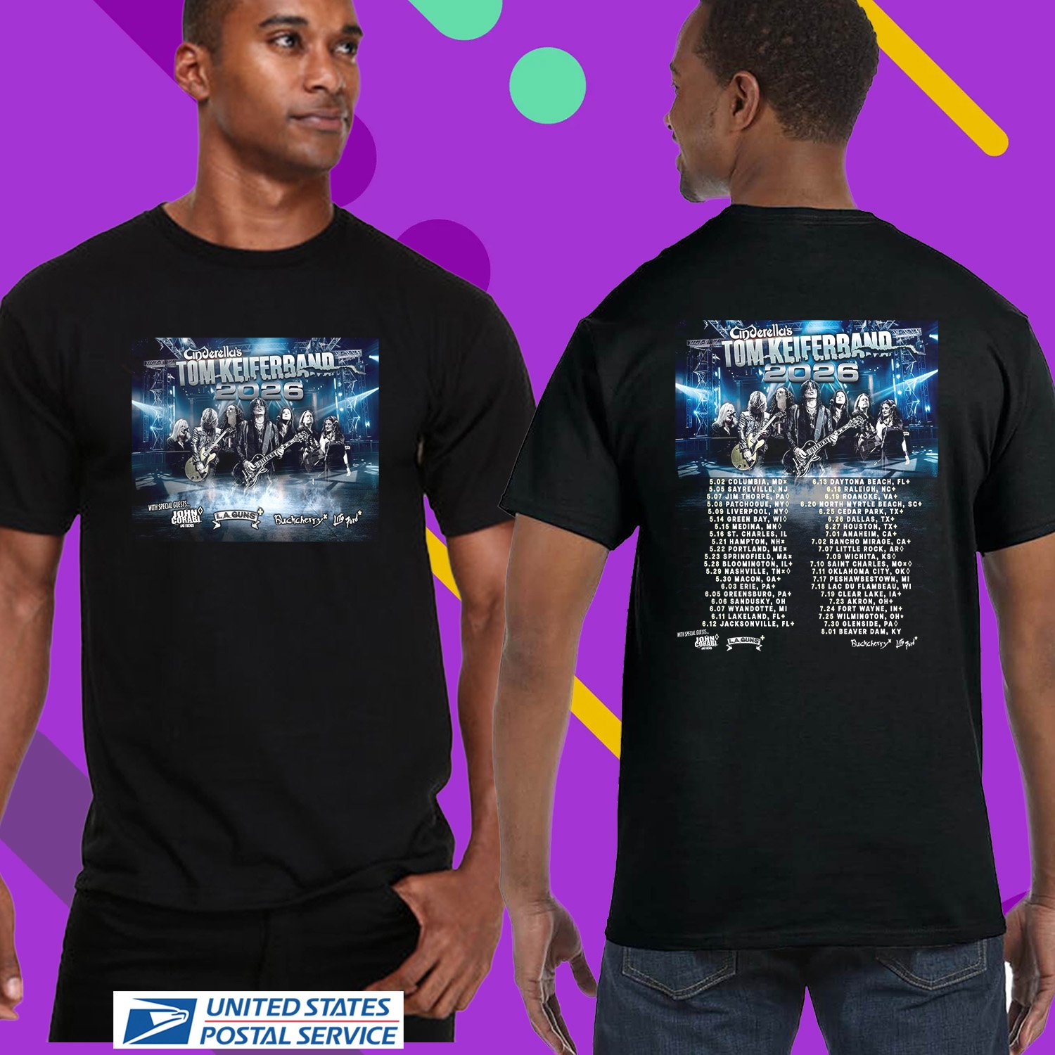 CINDERELLA'S TOM KEIFER BAND USA TOUR 2026. TOM KEIFER. UNISEX TEE CS81