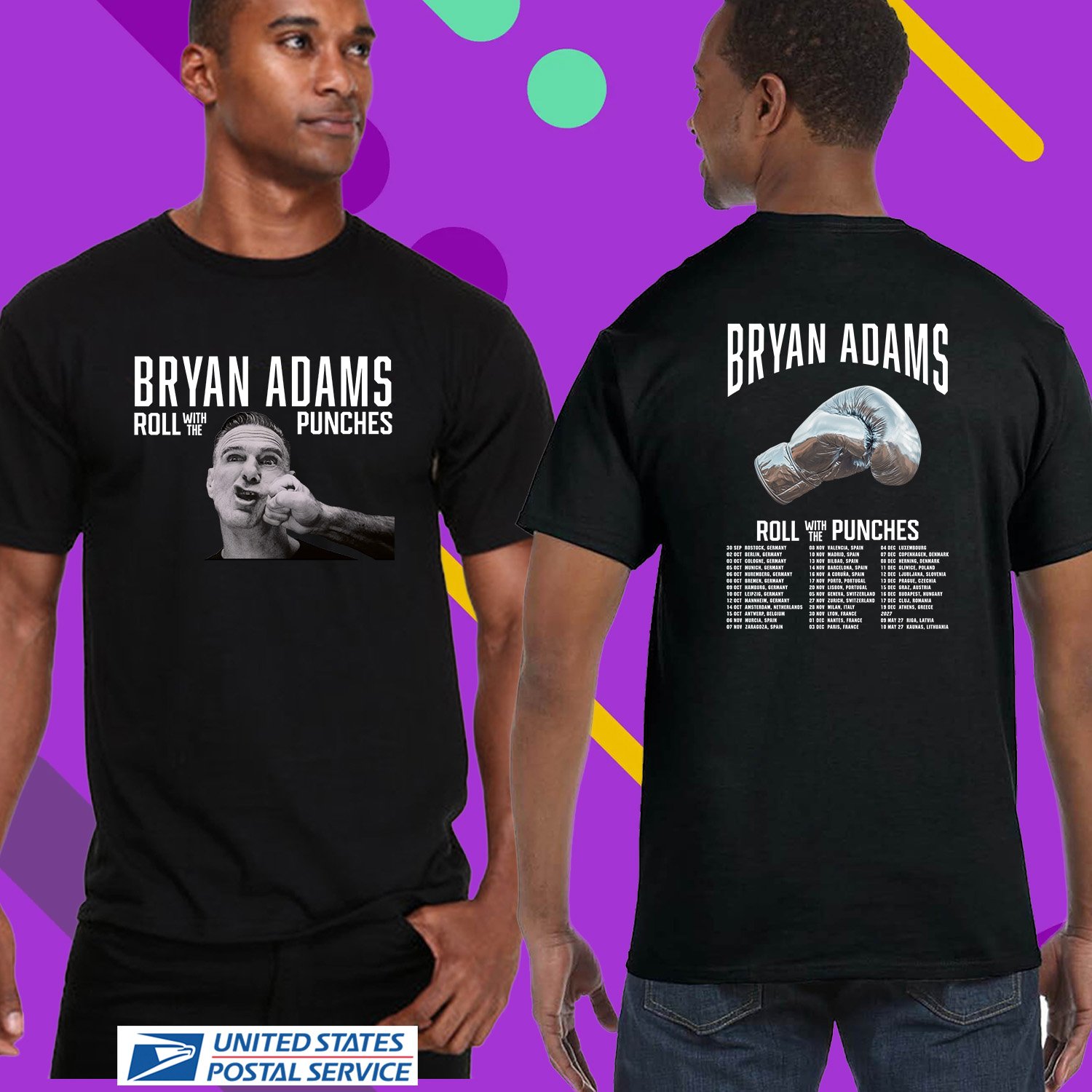 BRYAN ADAMS ROLL WITH THE PUNCHES EUROPE TOUR 2026. BRYAN ADAMS. UNISEX TEE CS81
