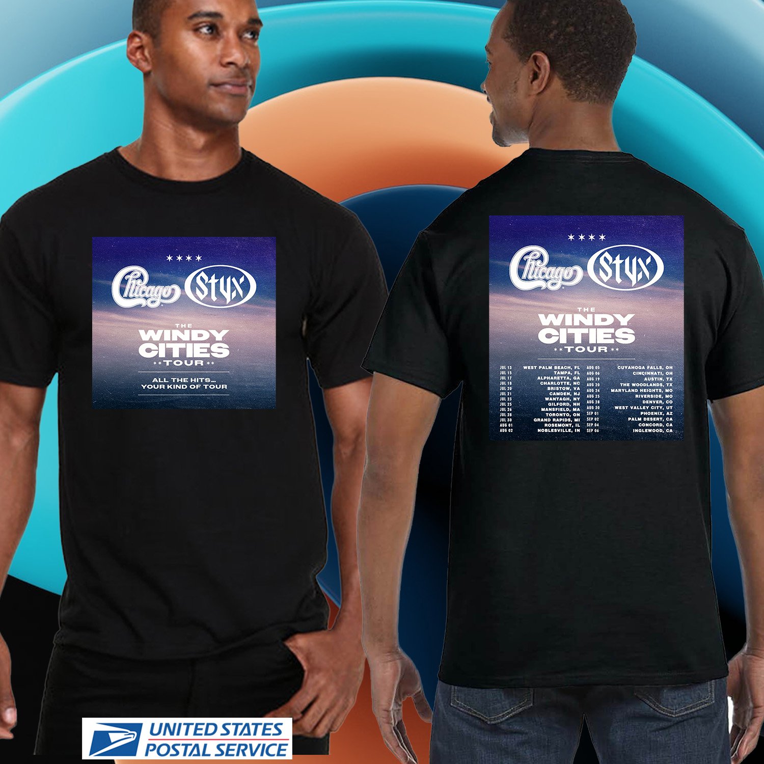 CHICAGO & STYX THE WINDY CITIES NORTH AMERICA TOUR 2026. CHICAGO. UNISEX TEE CS81