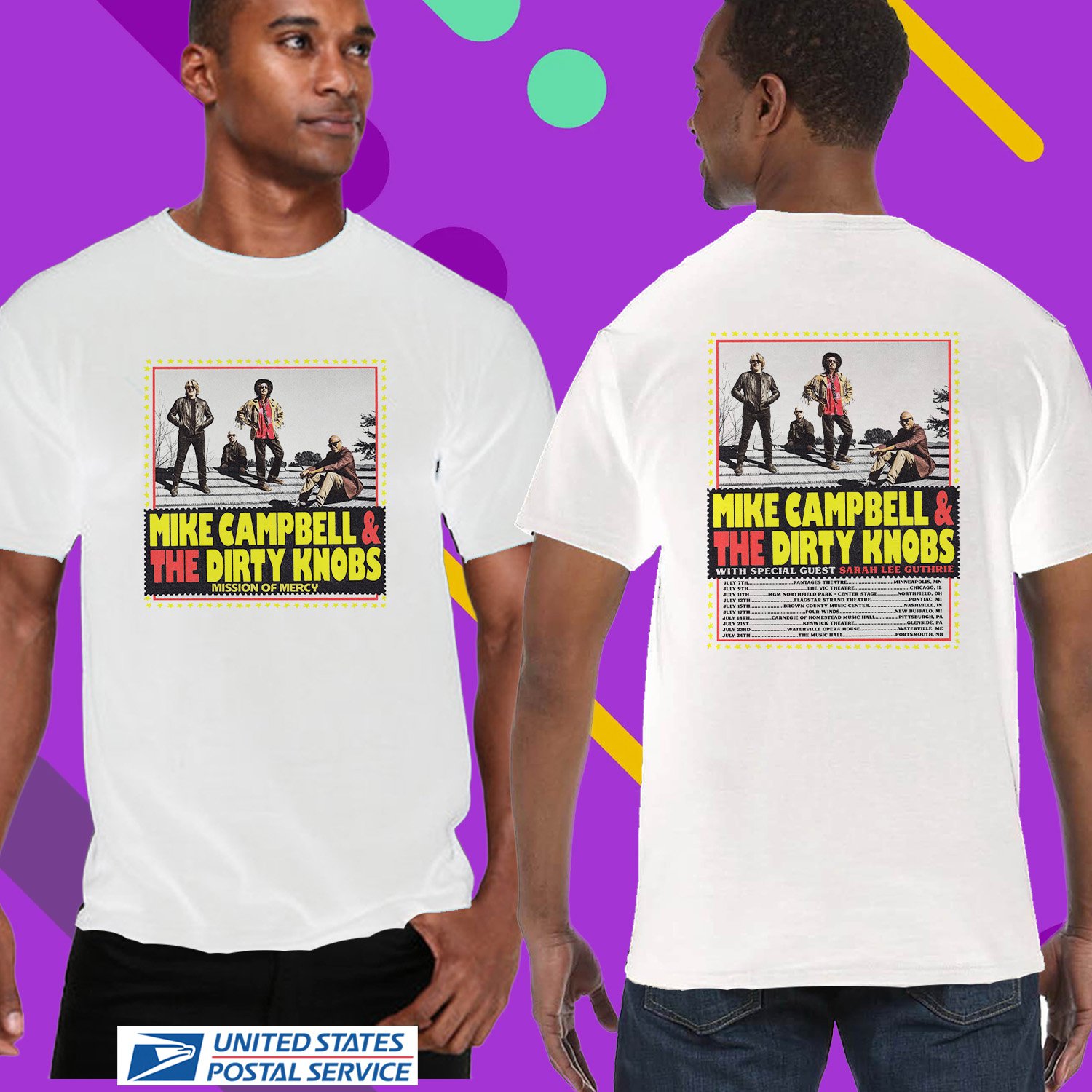 MIKE CAMPBELL & THE DIRTY KNOBS SUMMER TOUR 2026. MIKE CAMPBELL. UNISEX WHITE TEE CS81