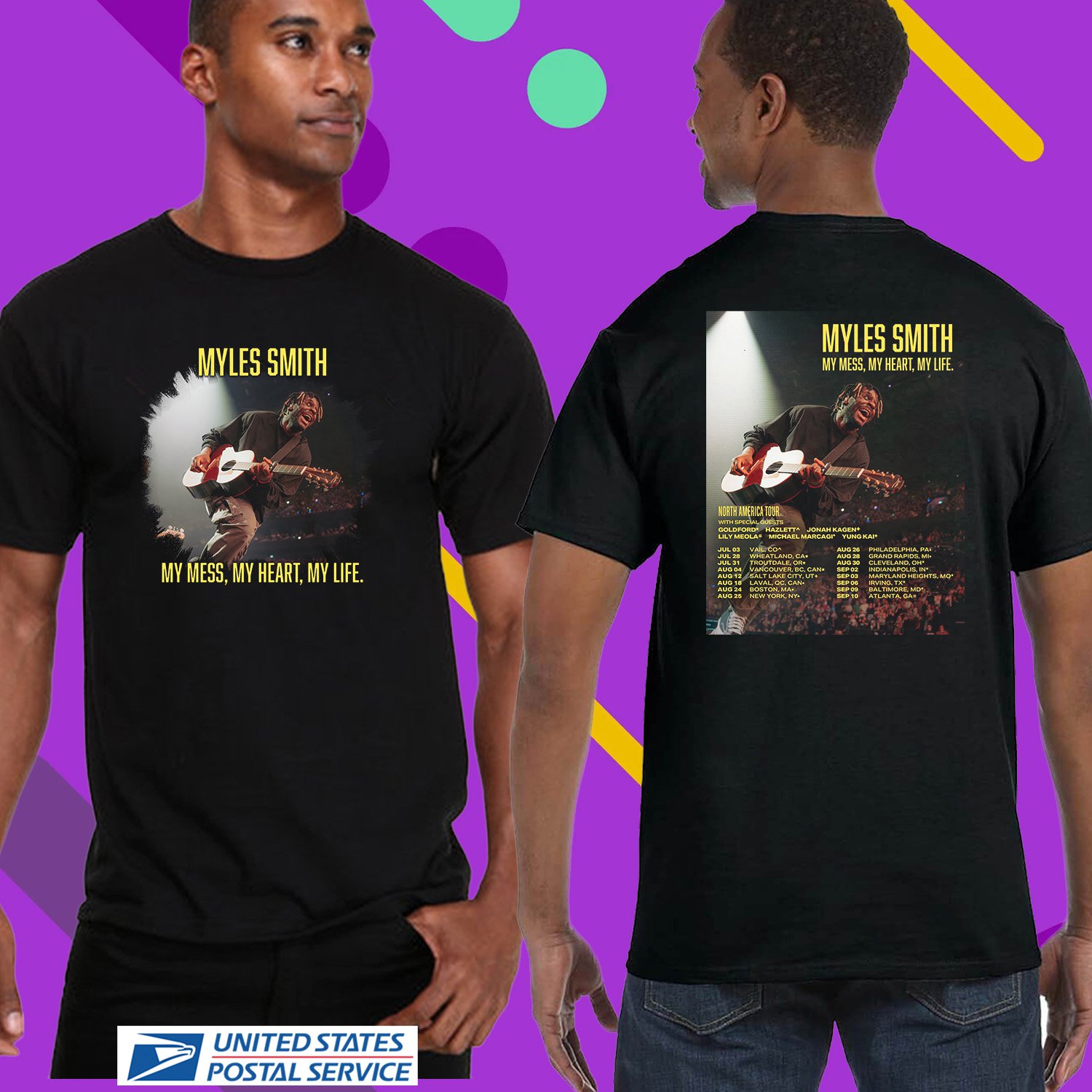 MYLES SMITH MY MESS MY HEART MY LIFE N.AMERICA TOUR 2026. MYLES SMITH. UNISEX TEE CS81