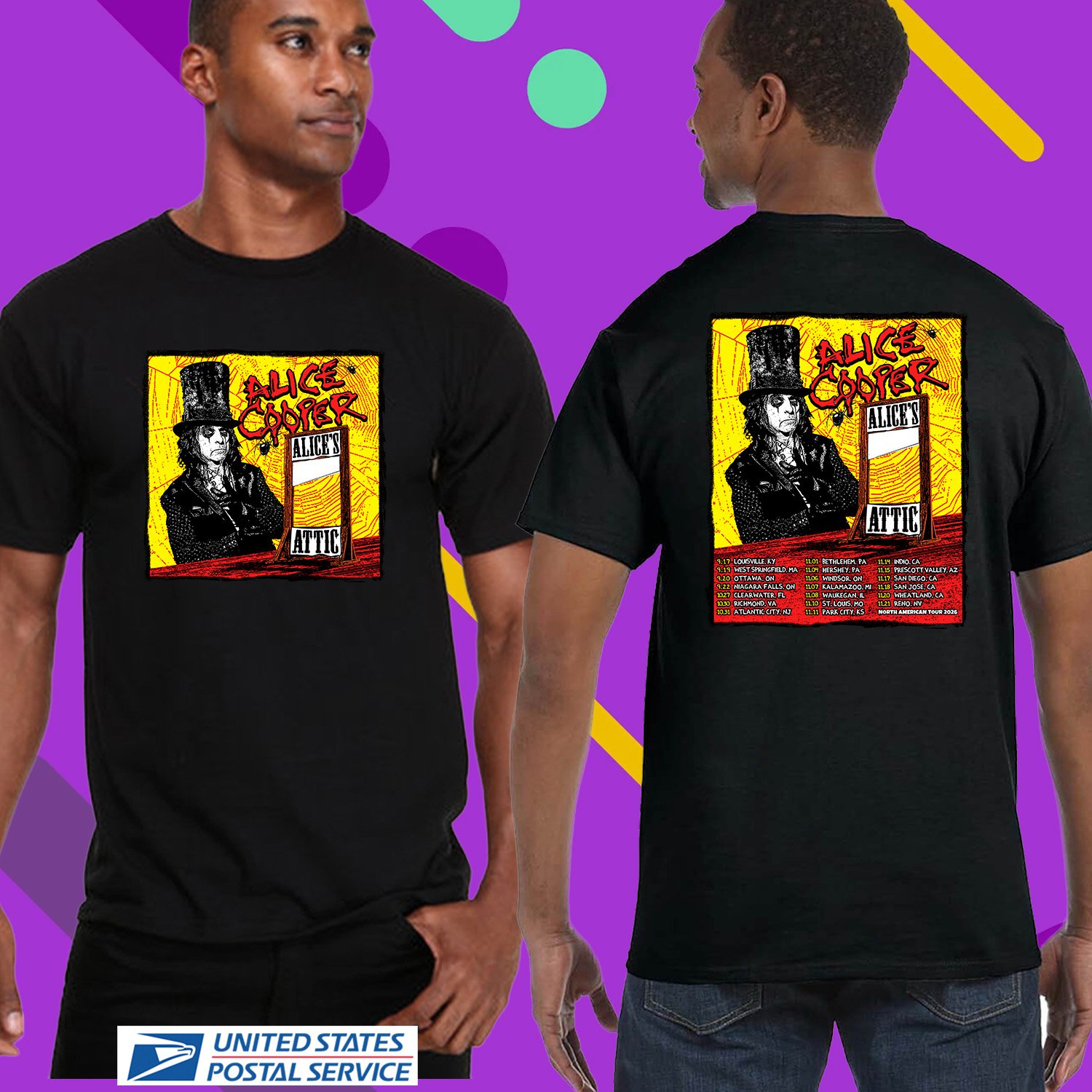 ALICE COOPER ALICE'S ATTIC NORTH AMERICA TOUR 2026. ALICE COOPER. UNISEX TEE CS81