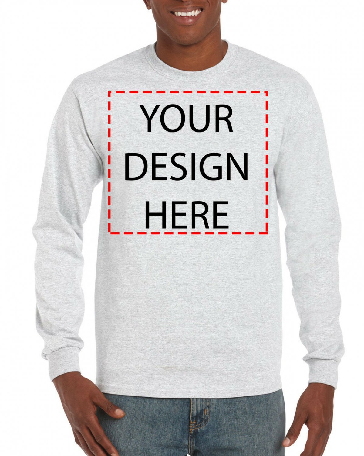 Custom Personalized Long Sleeve T-shirt Your Design Printed Front or Back