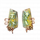 Enamel Trapezoid Pair - Yellow & Green C12