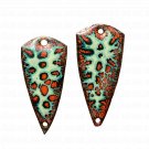 Enamel Shield Pair - Orange & Green C14