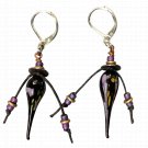 Moon Drop Earrings - Handmade Black Lampwok & Glass Dangle Earrings