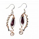 Amethyst Seraphim Earrings - Artisan Made Glass & Copper Spiral Dangle Earrings