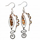 Seraphim's Flame Earrings - Artisan Made Glass & Copper Spiral Dangle Earrings