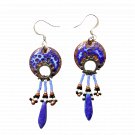 Petra in Blue Earrings - Artisan Made Copper Enamel Earrings