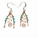 Tree of Life Spiral Earrings - Artisan Made Seed Bead & Copper Spiral Dangle Earrings