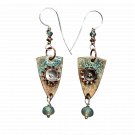 Shield of Negev - Handmade Stone & Copper Spiral Dangle Earrings
