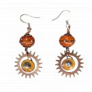Suns of Righteousness Earrings - Artisan Copper Enamel & Lampwork Dangle Earrings