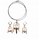 Earthbound Harmony Jewelry Set - Handmade Stone & Copper Spiral Dangle Jewelry Set