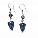 Ocean Shield Earrings – Handmade Artisan Blue Enamel & Glass Dangle Earrings