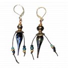 Galaxy Drop Earrings - Handmade Black Lampwok & Glass Dangle Earrings