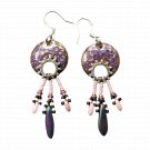 Petra in Purple Earrings - Artisan Made Copper Enamel Earrings