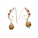Autumn Stream - Artisan Made Lampwork Spiral  Earrings