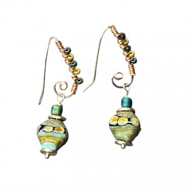 Tidepool Treasures - Artisan Made Lampwork Spiral  Earrings