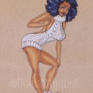 Classic Reeboks and Virgin killer sweater Girl 9" x 12" Colored Pencil Drawing(OOAK)
