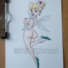 Sexy Nude-ish Tinkerbell 6" x 9" Original Watercolor Pinup(OOAK)