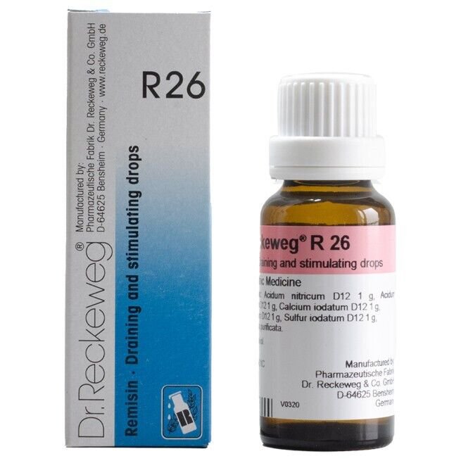 1x Dr Reckeweg Germany R26 Draining & Stimulating Drops 22ml | 1 Pack