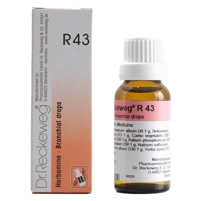3x Dr Reckeweg Germany R43 Asthma Drops 22ml | 3 Pack