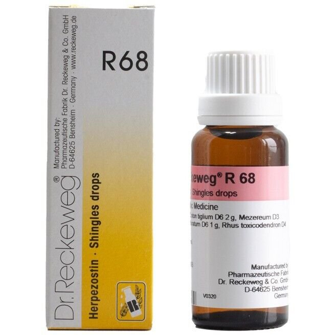 1x Dr Reckeweg Germany R68 Shingles Skin Rash Drops 22ml | 1 Pack