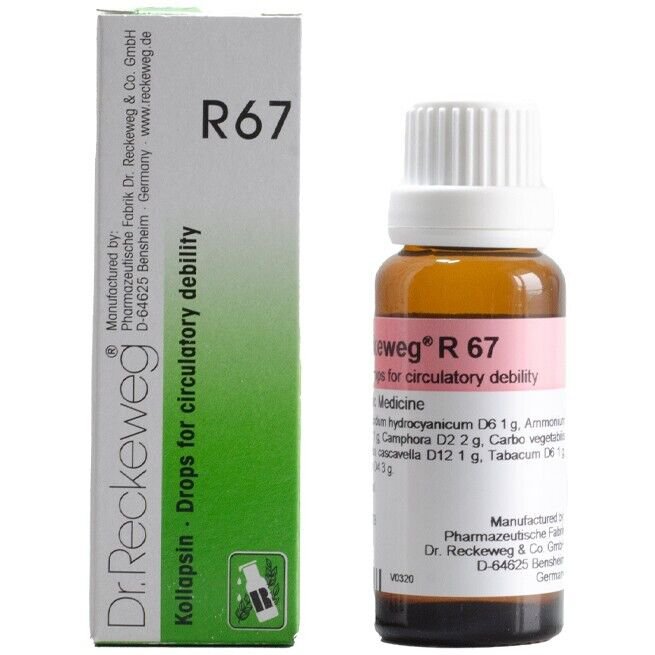 1x Dr Reckeweg Germany R67 Heart Circulatory Debility Drops 22ml | 1 Pack