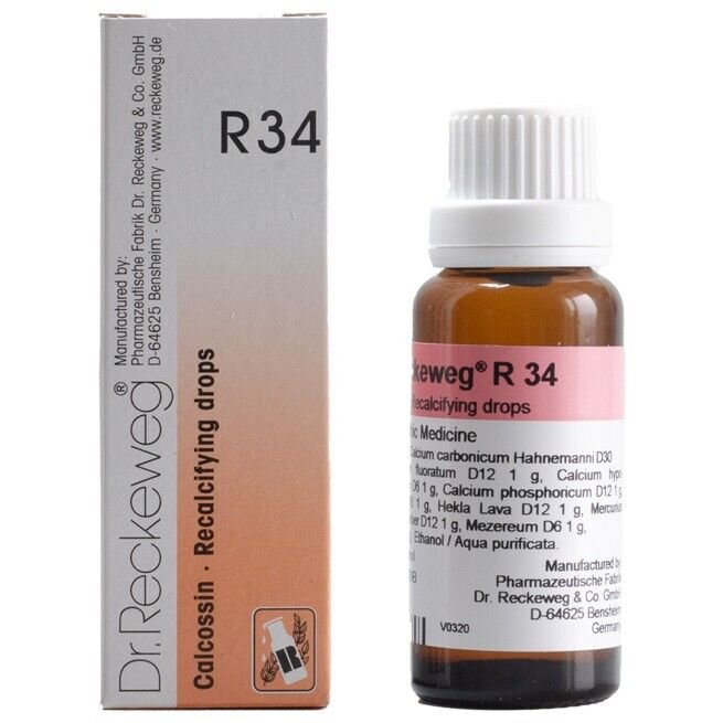 Dr Reckeweg Germany R34 Recalcifying Drops 22ml | 1,3,5 Pack