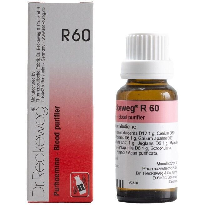 Dr Reckeweg Germany R60 Blood Purifier Drops 22ml | 1,3,5 Pack
