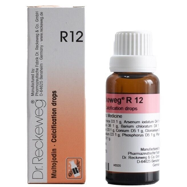 3x Dr Reckeweg Germany R12 Calcification Drops 22ml | 3 Pack