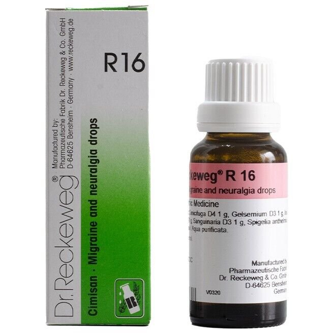 1x Dr Reckeweg Germany R16 Migraine Drops 22ml | 1 Pack