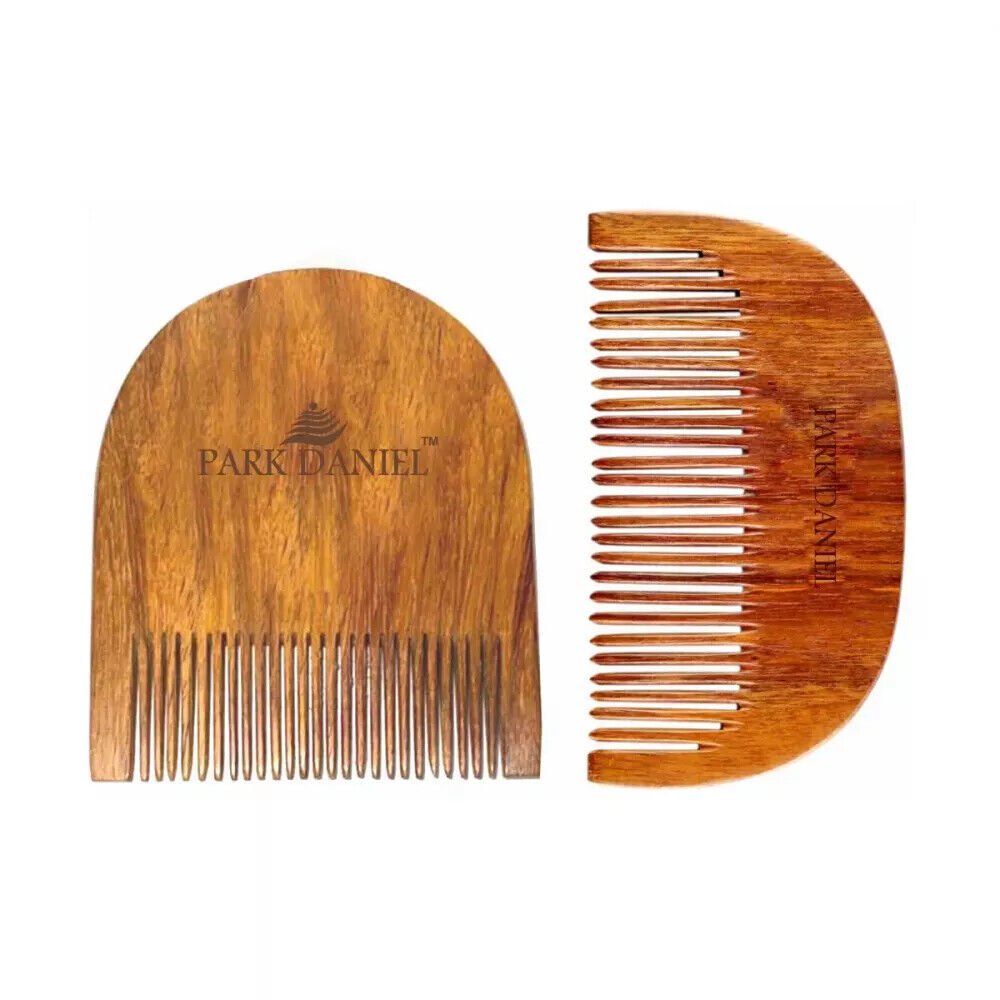 Park Daniel U Shaped + Wooden C Shaped Beard Comb Combo (1pcs Each) (1Pack)