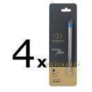 4 x Parker Jotter Classic Ball Point Pen Refills Medium 1mm Tip Blue Ink