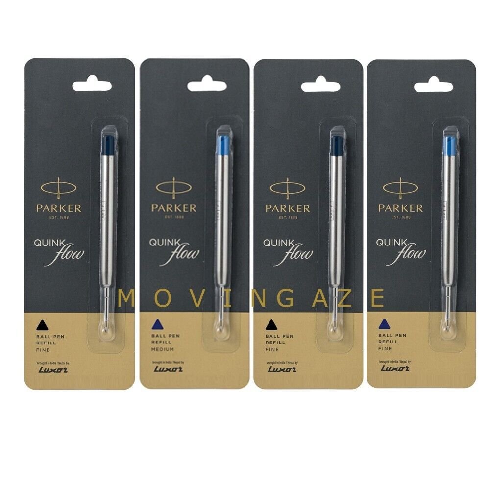 Parker Quink Flow Ball Point Pen Refill Blue Black Ink Fine Medium Point NEW
