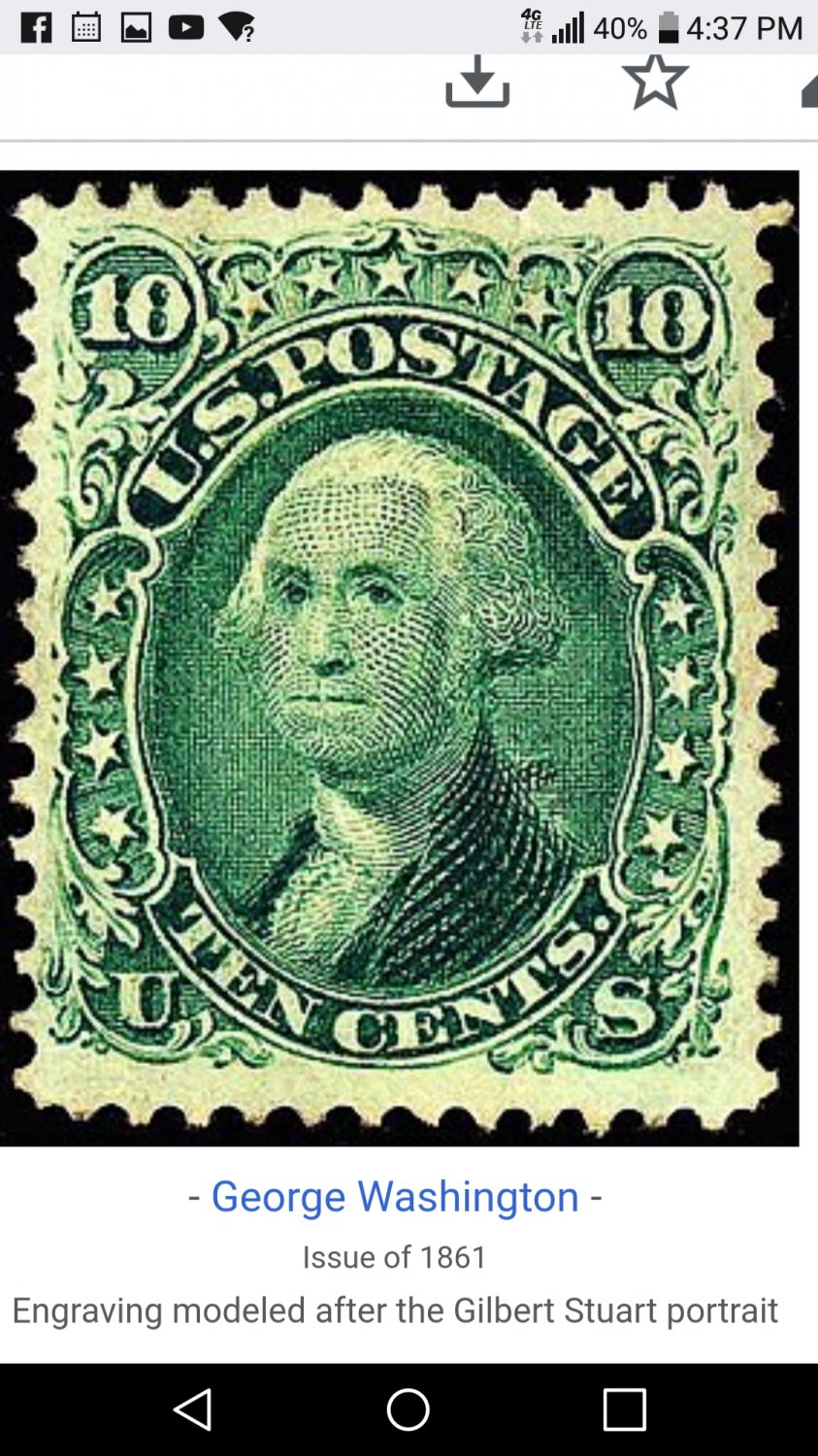 1861 Washington 10 Cent Civil War stamp