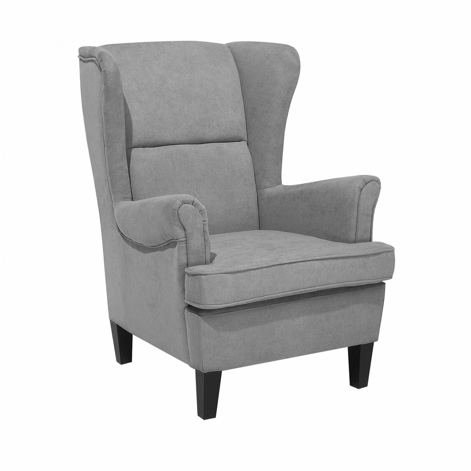 Classic Wingback Chair Upholstered High Back Gray Fabric Living Room Abson