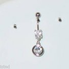 SALE 1 CLEAR CZ  CIRCLE IN CIRCLE DANGLE BELLY RING FREE US SHIPPING