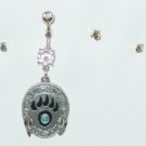 BEAR PAW AND FEATHERS NAVEL RING BELLY RING FREE US SHIPPING