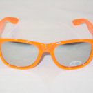 CRYSTAL NEON ORANGE MIRROR PC LENS RETRO STYLE SQUARE PLASTIC FRAME SPRING TEMPLE